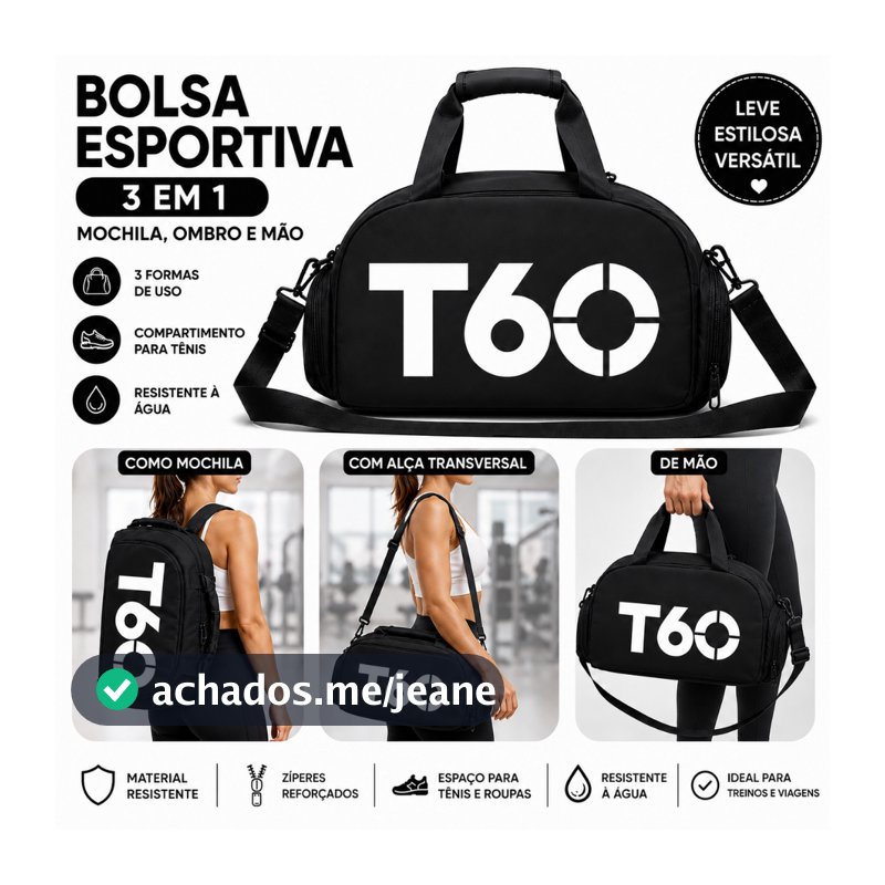 Mala Esportiva Alça Transversal Mochila De Mão Grande Espaçosa Resistente Unissex