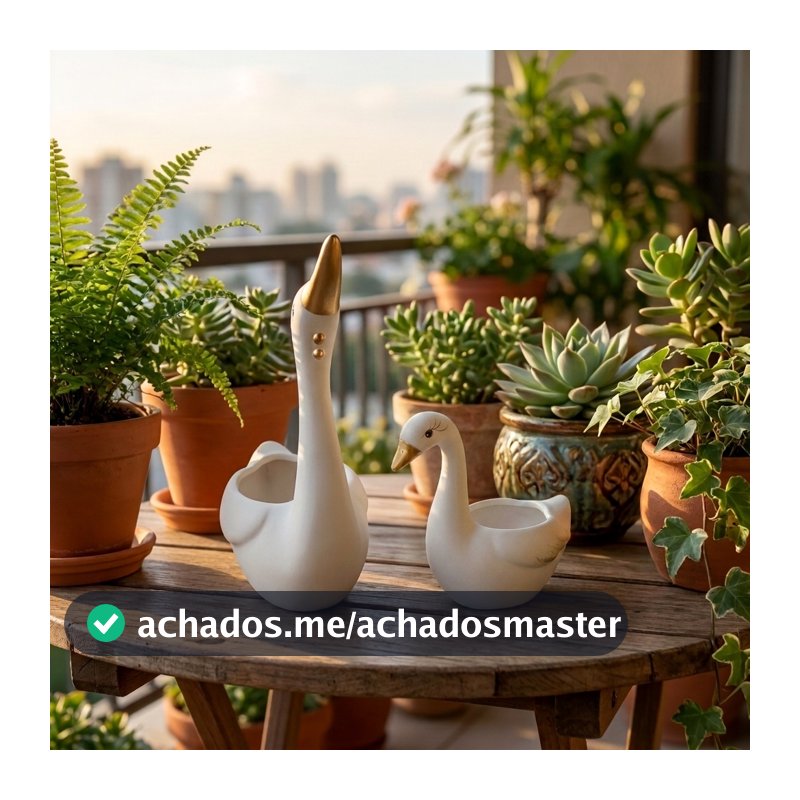 Kit 2 Cisnes Cachepôs em Cerâmica Artesanal Feita à Mão | Vasinho  Suculenta Decorativo Casa e Jardim