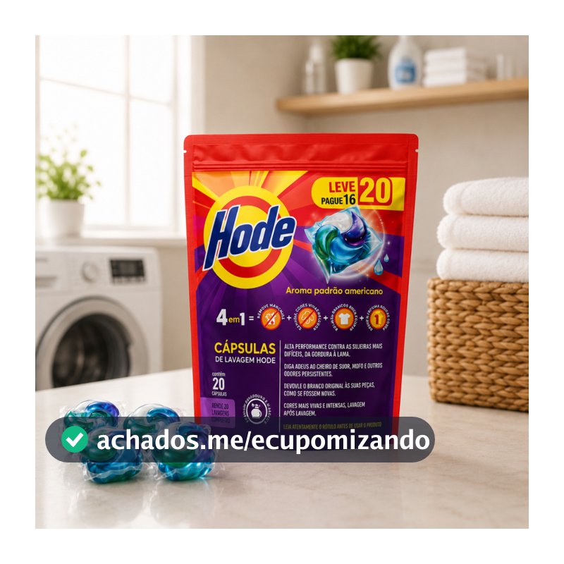 Sabão Cápsula Hode 353g Lava Roupas 4 em 1 Em Cápsula Amaciante Perfume Delicado Suave Detergente