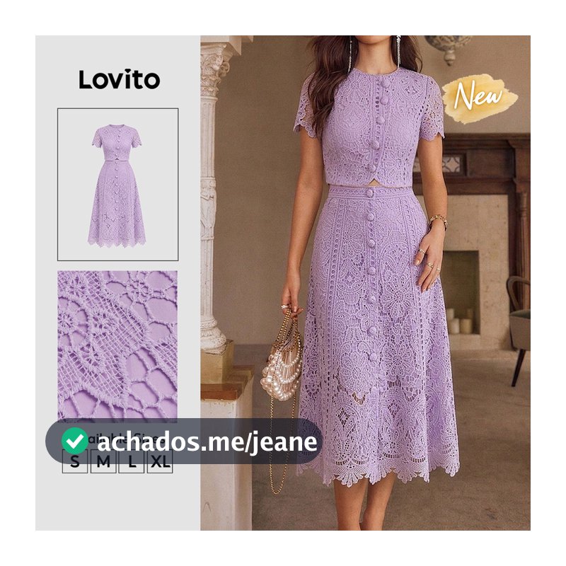 (New Arrival) Lovito Top Roxo Feminino Elegante Floral Floral Com Acabamento De Renda Botões E Corte Assimétrico Para Primavera Verão Férias E Saídas Noturnas Para Usar Como Parte De Cima Ou De Baixo Bordado KSK11BR233