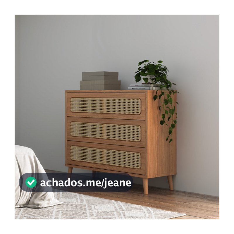 Cômoda 105cm 3 Gavetas com Palha Freijó - Dalla Costa