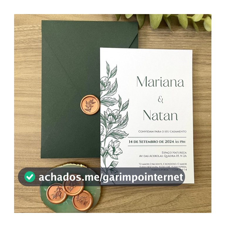 Convite Casamento + Envelope Vertical com Lacre de Cera - Varias Cores