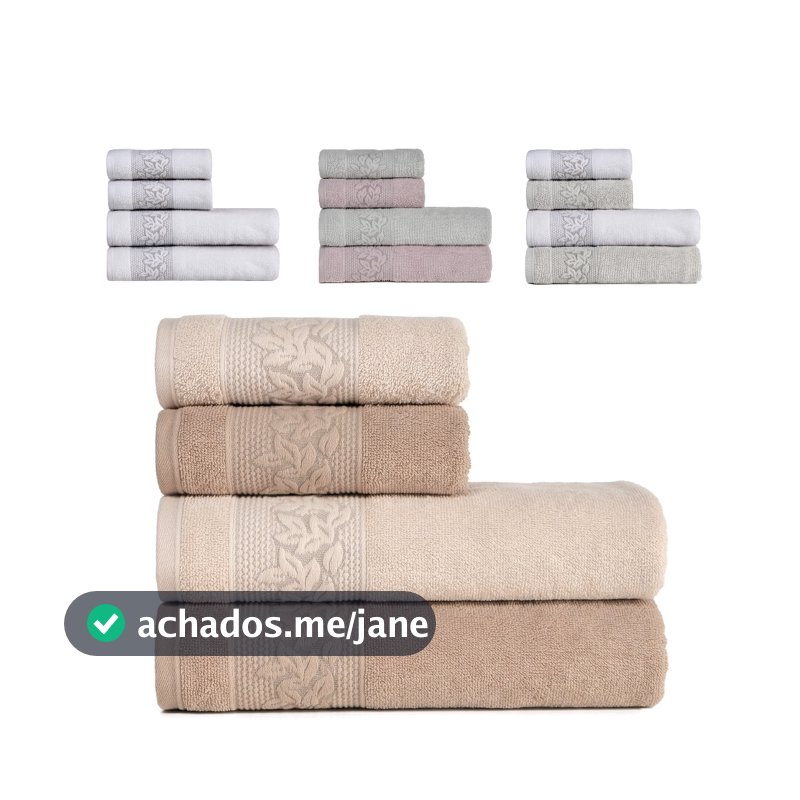 Toalhas de Banho e Rosto 100% Algodão Kit com 4 peças Karsten Provence