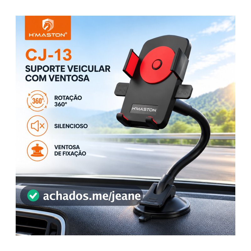 H'Maston CJ-13 Suporte Carro Celular Ajustável Rotação 360° Fixação Segura