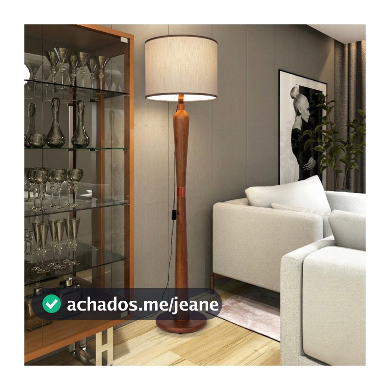 Luminária De Chão Abajur Grande Luxuoso Estrutura Madeira Maciça Reforçada Bivolt Master