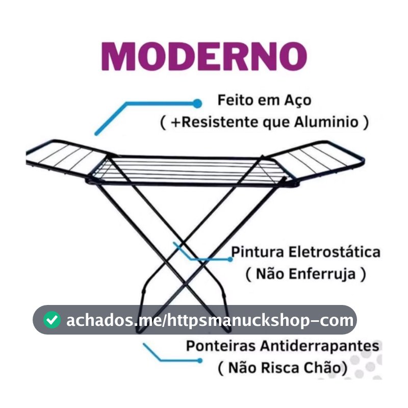 Varal De Chão Com Abas Dobrável Aço Secalux 12kg Varal de Apartamento Retratil