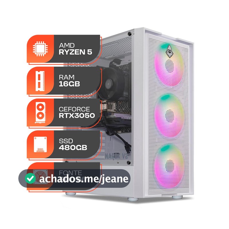 PC Gamer Spectrum, AMD RYZEN 5 5500, GeForce RTX 3050 6GB, 16GB DDR4, SSD 480GB, Fonte 500W 80 Plus