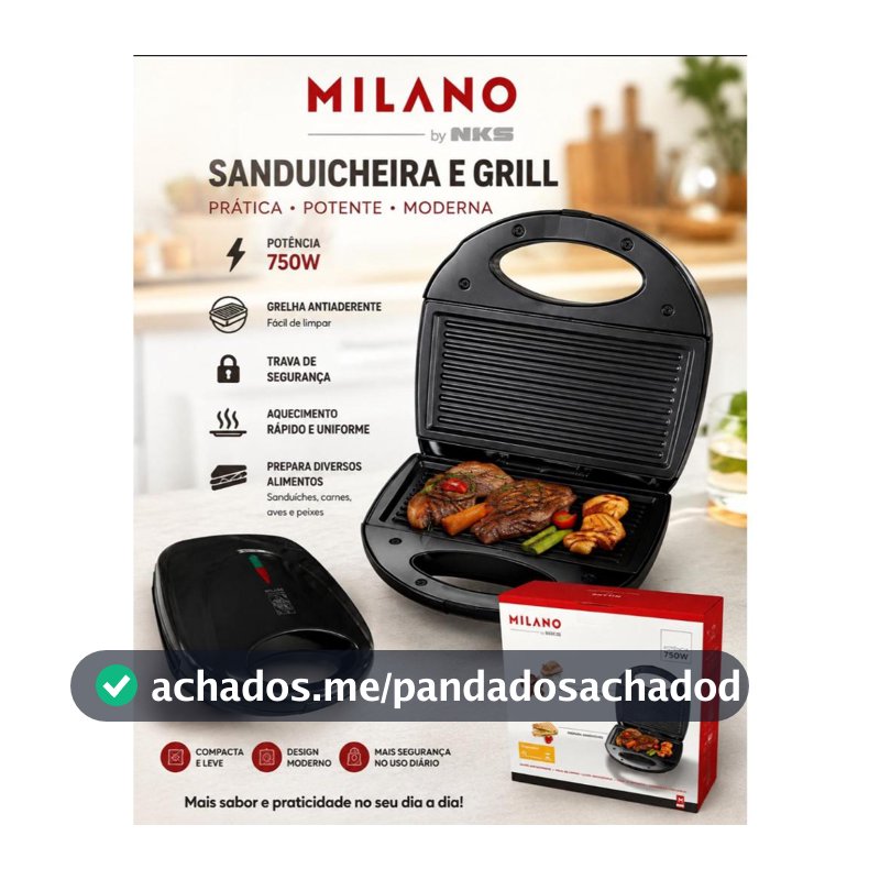 Sanduicheira Grill Elétrica Antiaderente Multifuncional 110V Ou 220V 750 Watts