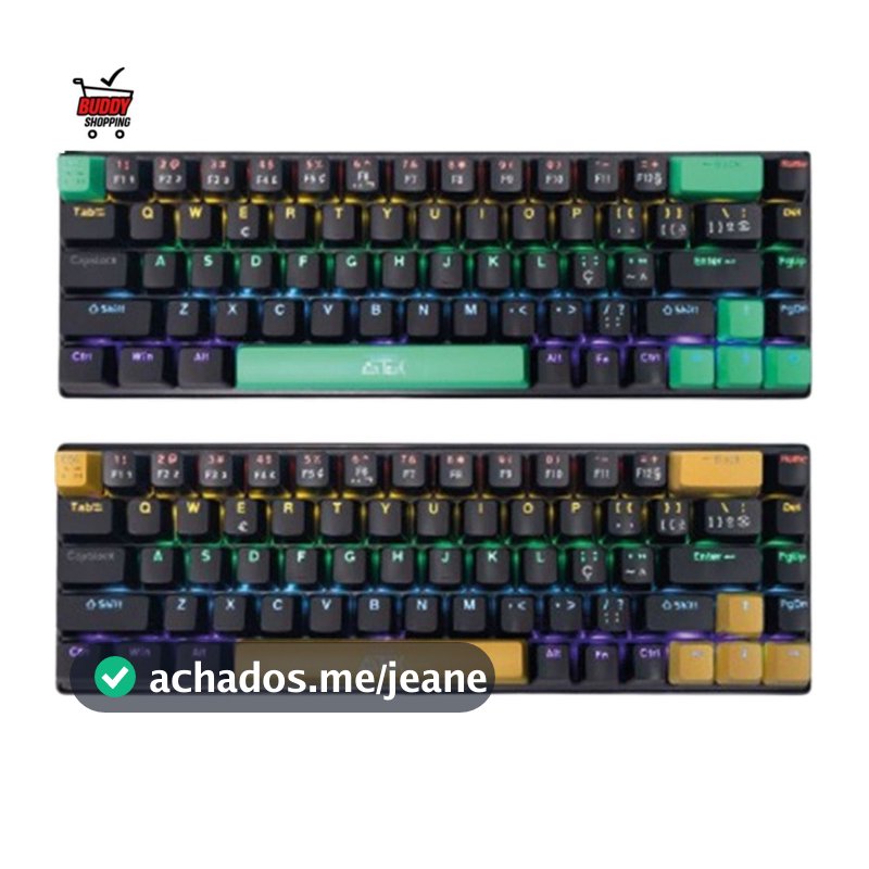 Teclado Mecânico Gamer RGB ABNT2 ATE-M0691 Compacto Layout BR Mini LED Para PC Setup Jogos