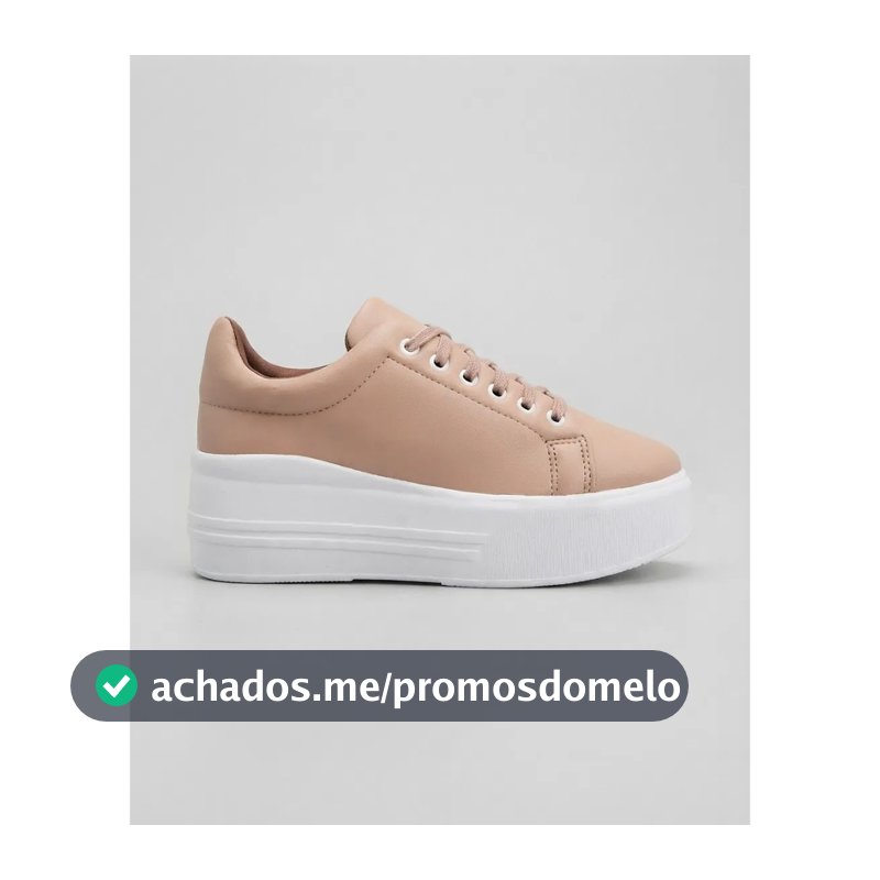 Tênis Feminino Casual Plataforma Nude Flatform Branco Promoção