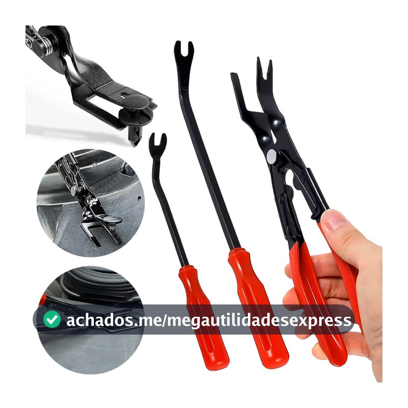 Kit 3 Ferramentas 2 Chaves  Alicate Removedor Forro Carro