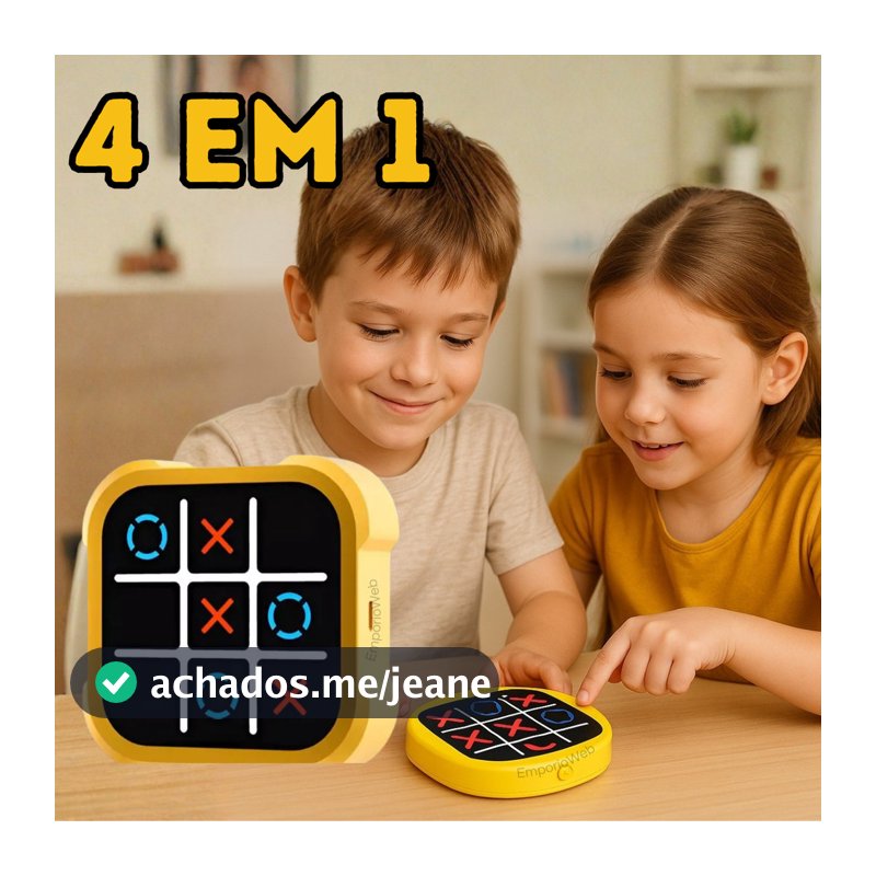 Jogo Da Velha Digital Eletrônico 4 Em 1 Recarregável Usb Led Educativo Interativo Portátil Memoria
