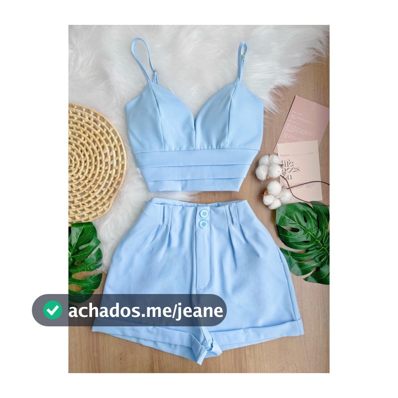 CONJUNTO FEMININO CROPPED E SHORT COM BOJO E BOLSA SP010