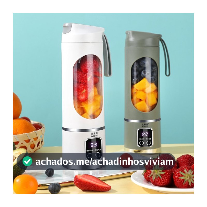 Mini Liquidificador Portátil Shake 8/10 Laminas + Cabo USB