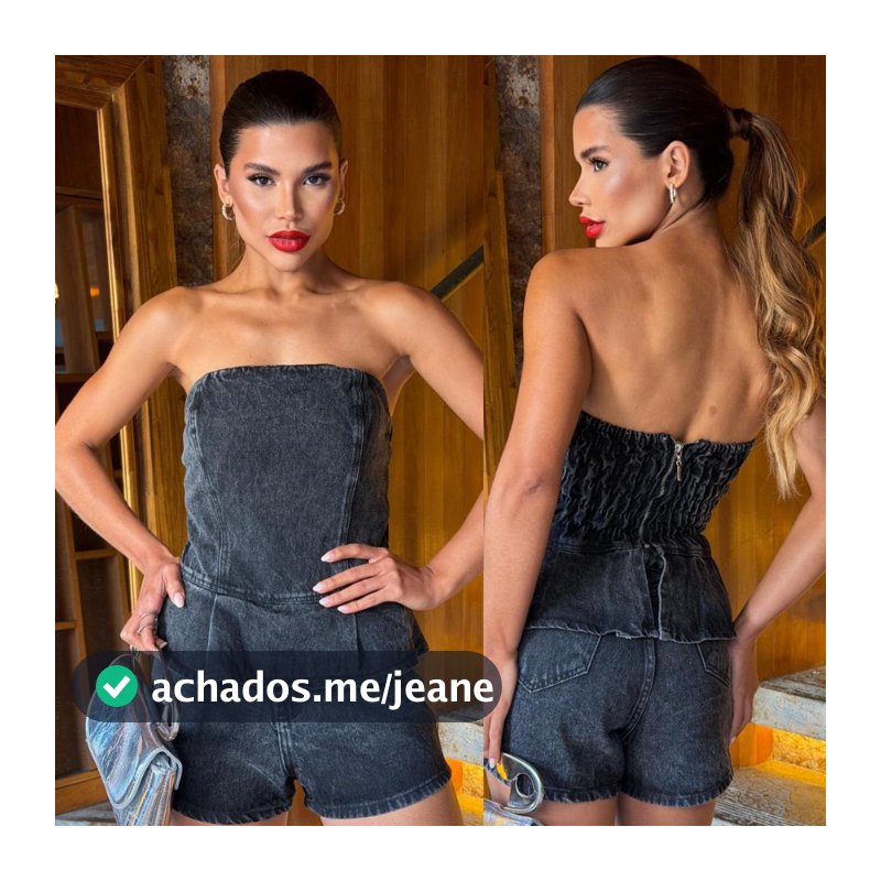 Conjunto Feminino Jeans Preto Marmorizado Premium