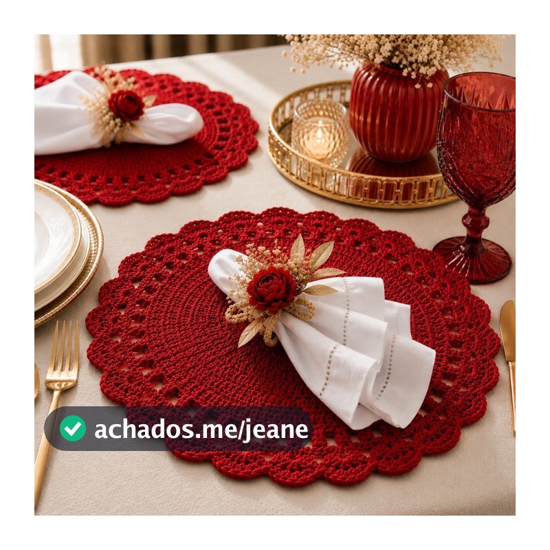 Kit 6 Sousplat de Crochê 35cm Artesanal Jogo Americano Mesa Posta Decoração