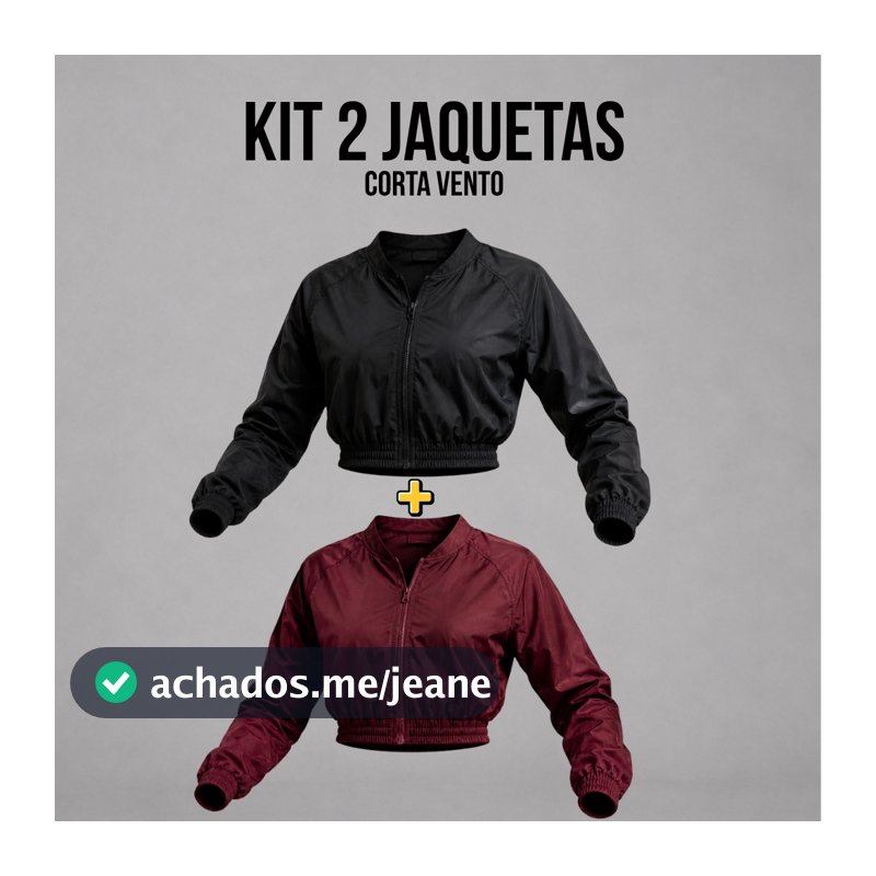Kit 2 Jaquetas Casaquinhos Cropped Corta Vento Feminina Casual Academia Fitness com Ziper