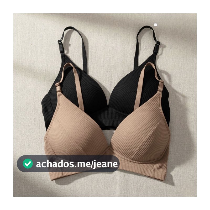 Kit 2 Sutiã Feminino Bojo Soft Sem Aro Conforto Canelado Dia a Dia Uso Diário Poliéster
