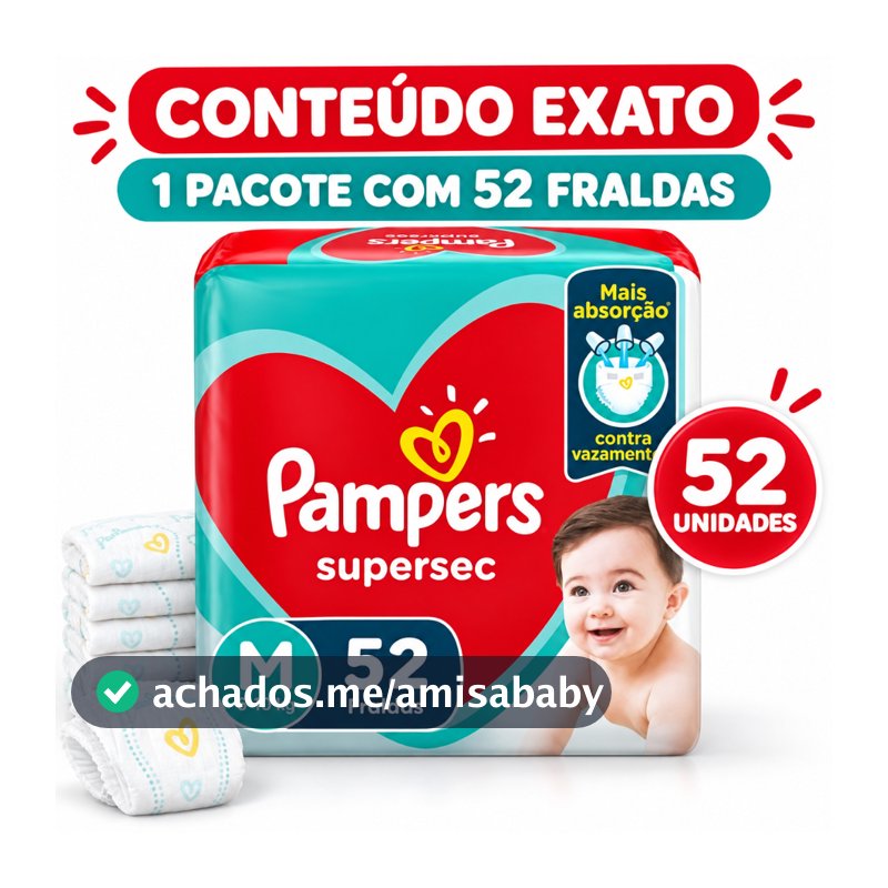 Fralda Pampers Supersec M 52 Unidades