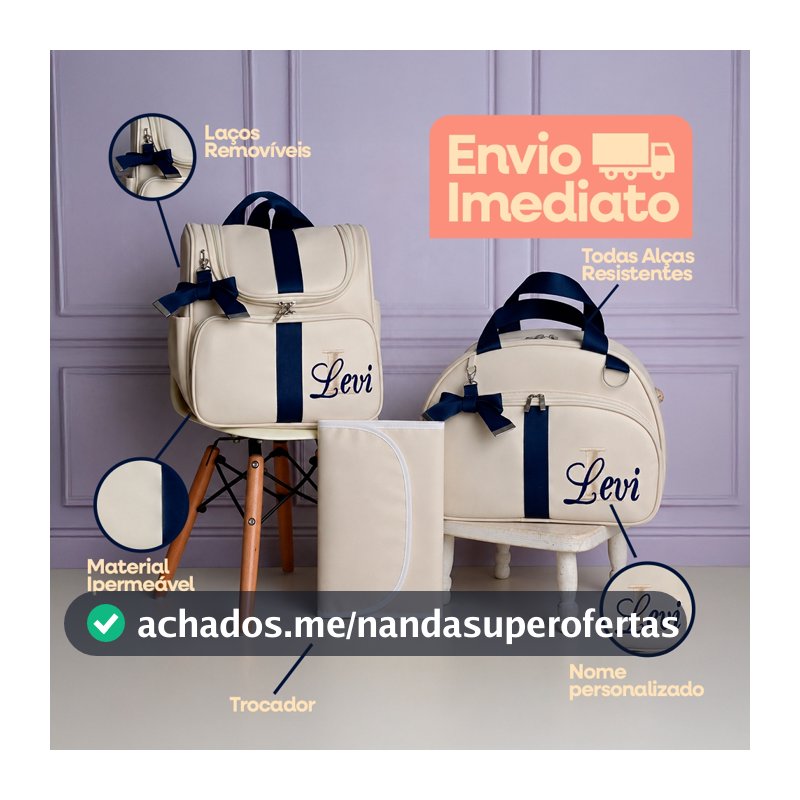 Kit Bolsa Maternidade 3 Peças Personalizada Nome Menino Bordada Mochila Mala Trocador Impermeável Luxo Bebê Gestante