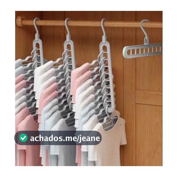 Kit 5 Cabides Mágicos Verticais AmpePlast 10 Furos Reforçados Organizador para Guarda-Roupas Armário