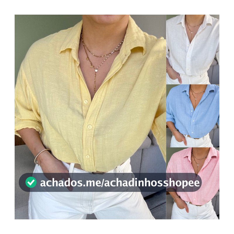 Camisa Social Alfaiataria Feminina de Linho verao 2026 Elegante Algodao