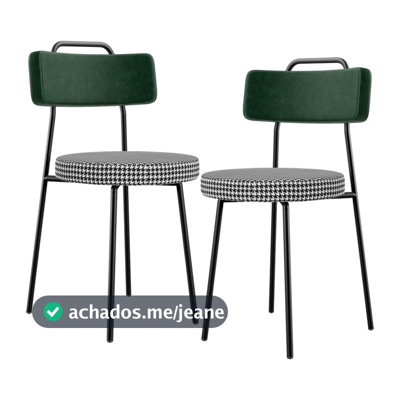 Kit 02 Cadeiras Decorativa Estofada Sala Jantar Barcelona L02 Facto Verde Musgo Pied Poule - Lyam