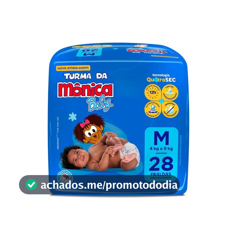 Fralda Turma da Mônica Baby Jumbo M com 28un