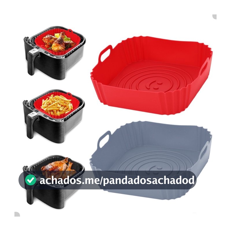 1/2/3 Formas de Silicone Quadrada 18x18cm Assadeira Air Fryer e Forno Forma para Fritadeira Elétrica com Alça