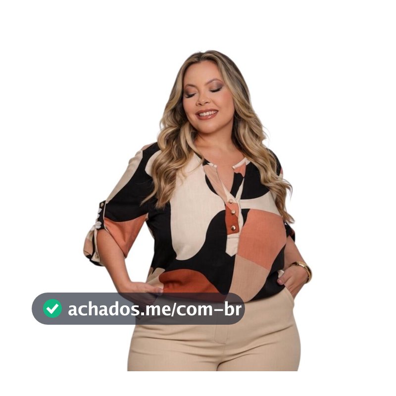 Blusa Feminina Plus Size Estampada Elegante Manga 3/4 Confortável e Moderna