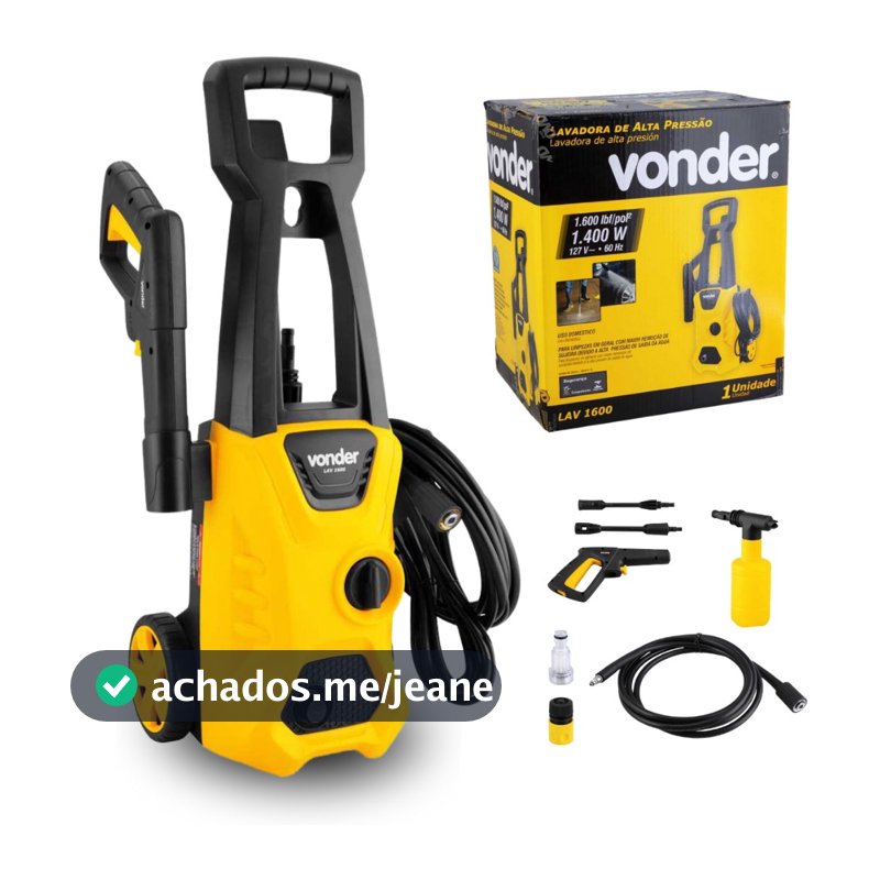 Lavadora De Alta Pressão Vonder C/ Rodas, 1.600 lbf/pol² 1400w Super Potente - Original Vonder