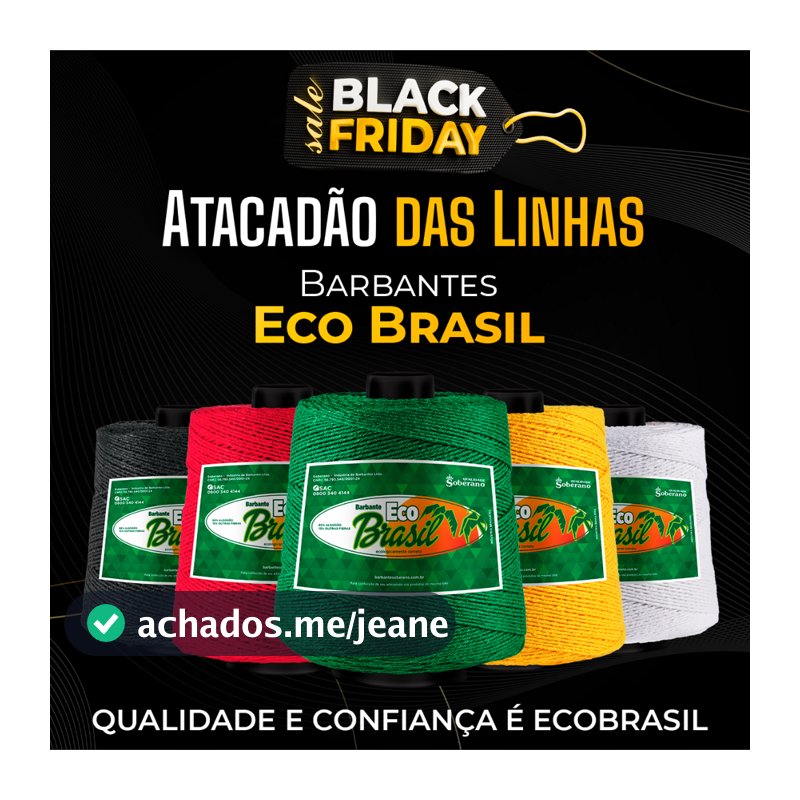 Barbante Eco Brasil 1Kg Fio 6 - Crochê Artesanato Tricô Macramê - Linha Completa de Cores