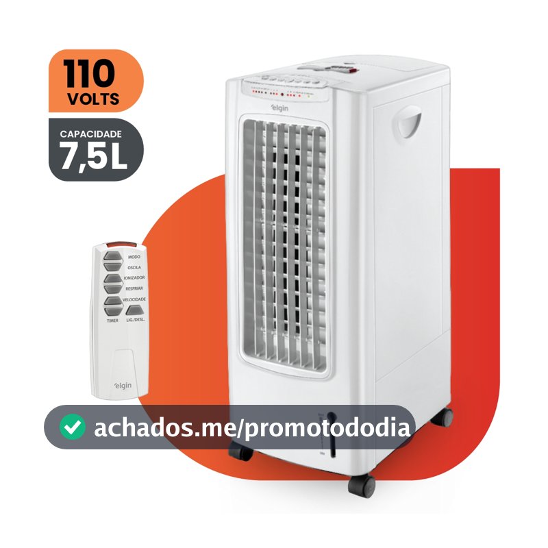 Climatizador de Ar Portátil Silencioso Elgin FCE-75BR 7,5L 60W 127V com Controle Remoto