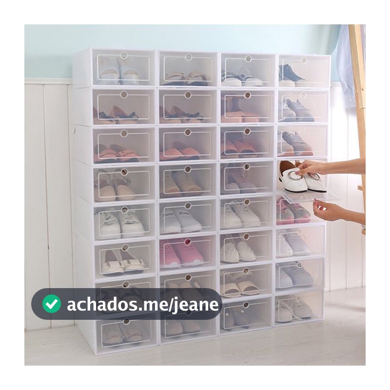 KIT 10 Caixa Organizadora Sapateira Sapato Tenis Empilhavel ( ATENÇÃO !Nosso anuncio não tem videos)