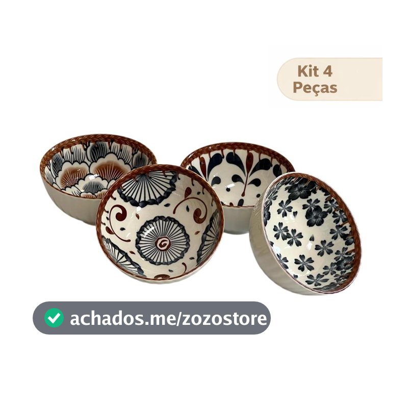 Jogo de Bowls Cerâmica 4 Peças Florata 11,5cm x 6cm - 280ml