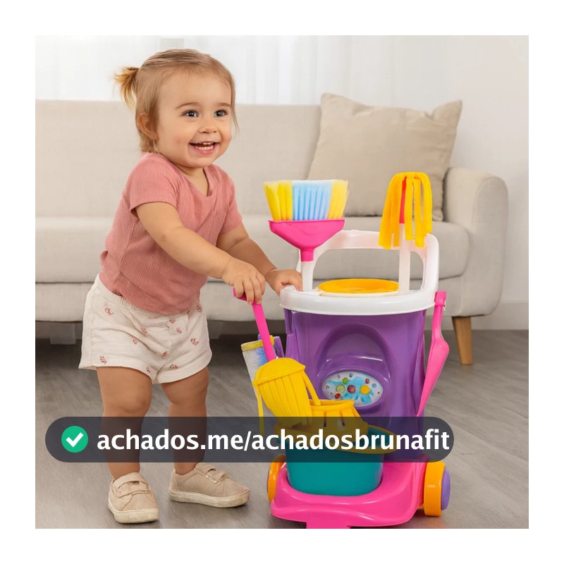 Carrinho Infantil Limpeza Organizador Brinquedos Mini Aspirador Simulador Casa