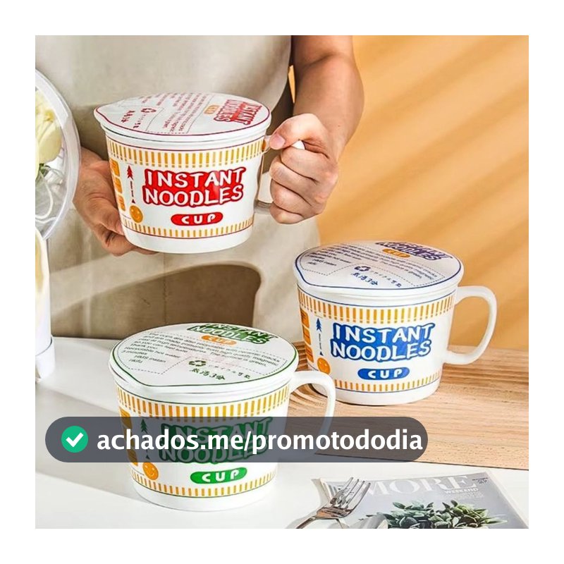 Tigela De Macarrão Instantâneo De Cerâmica De Grande Capacidade Com Tampa