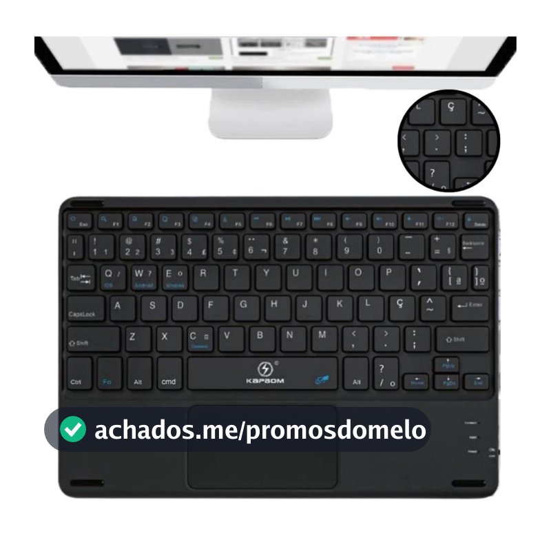 Teclado Bluetooth Chave Redonda Sem Fio Com Touch Para Celular/Tablet/Laptop