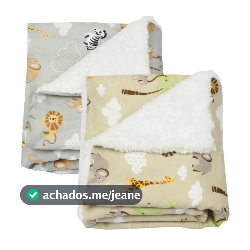 Kit Manta Cobertor Bebê Dupla Face Sherpa Algodão Menino Menina Promoção