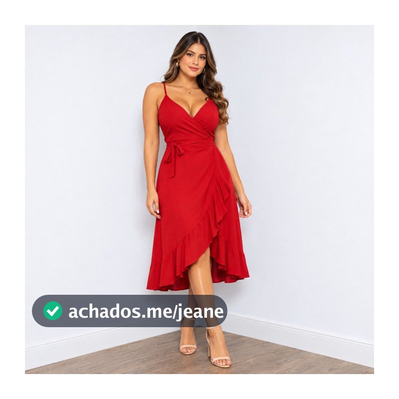 Vestido Transpassado Midi  Envelope com Regulador em Tecido Viscolinho Primavera/Verão