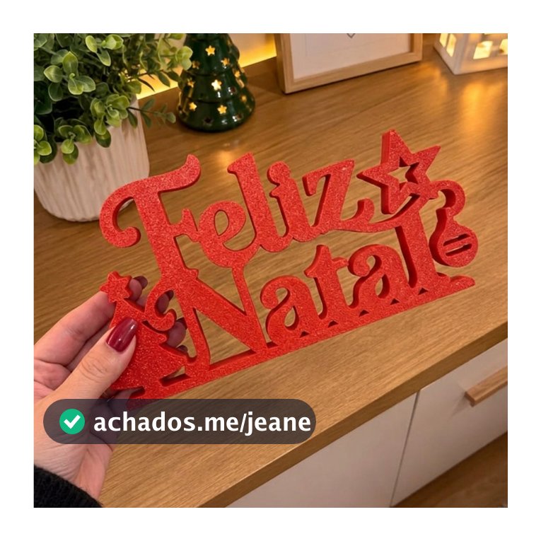 Enfeite Natalino Feliz Natal para Mesa Aparador Decoração