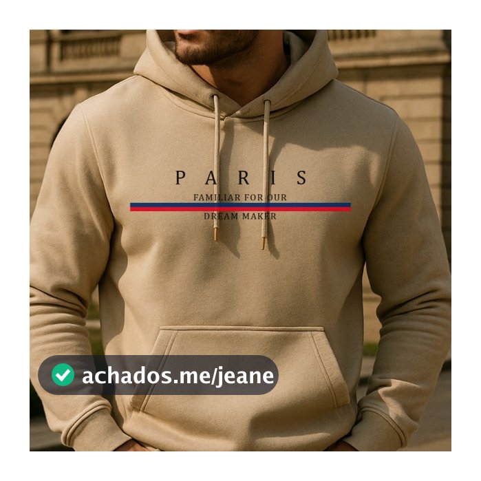 Blusa Frio Casaco Algodão PREMIUM Canguru Estampado Paris ADULTO Não Encolhe Bolso Confortavel
