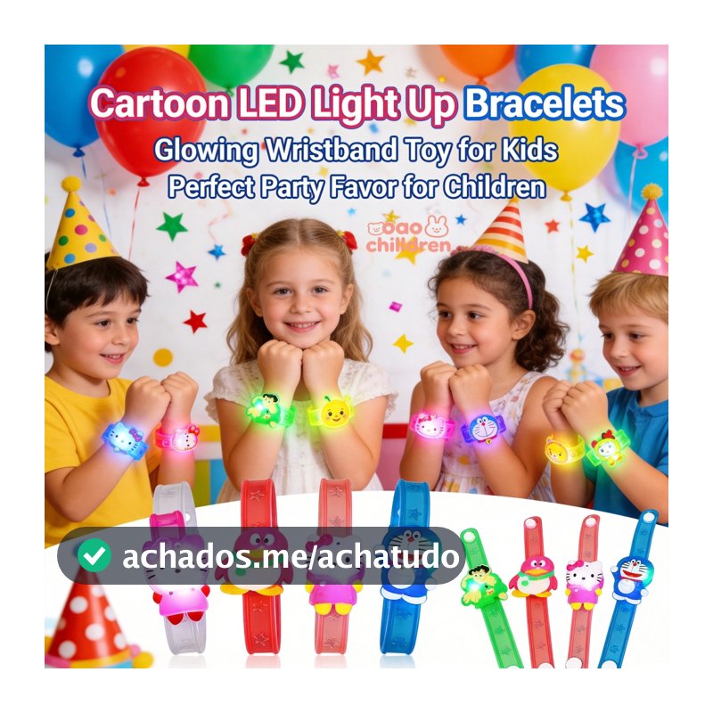 50 Peças Pulseiras Iluminadas Com LED De Desenho Animado Pulseira Brilhante Brinquedo Para Lembrancinhas De Festa Crianç