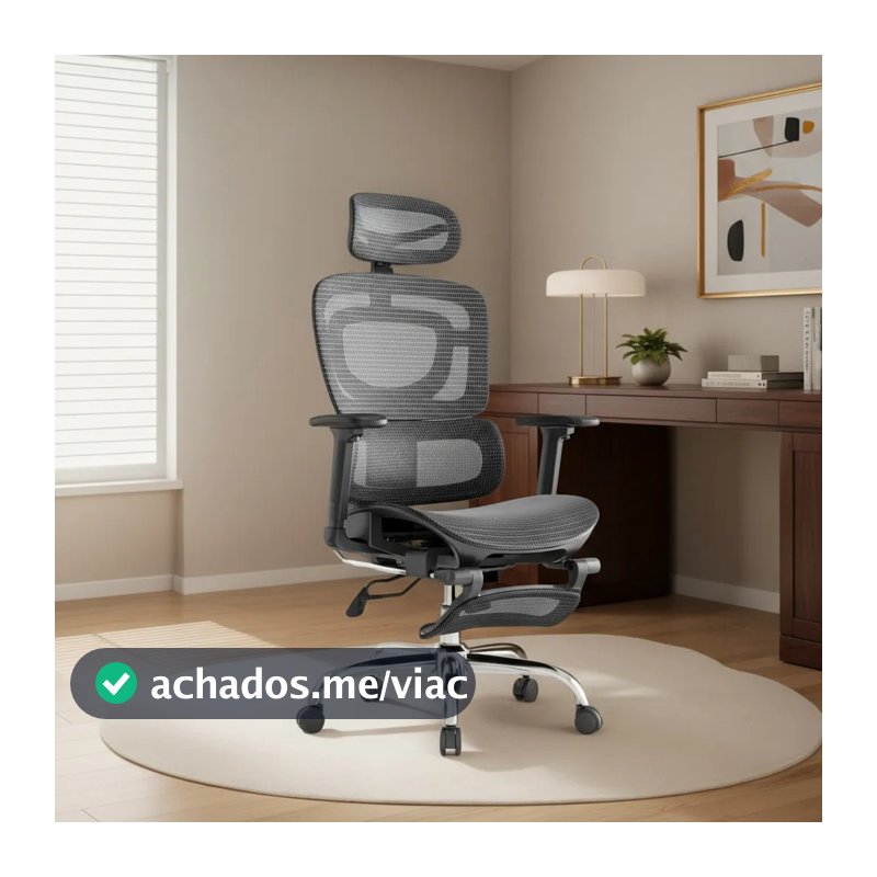 Cadeira Escritório Ergonômica Mônaco BT07/WT07 Luvinco Malha Respirável Lombar Adaptável Apoio Pés