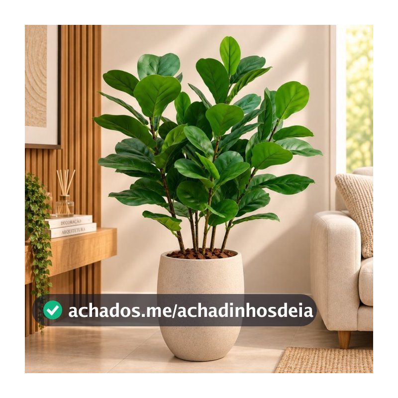 Planta Artificial Fícus Lyrata Jiboia Ramo Haste Galho 13 Folhas 60 CM Realista Decoração Toque Real