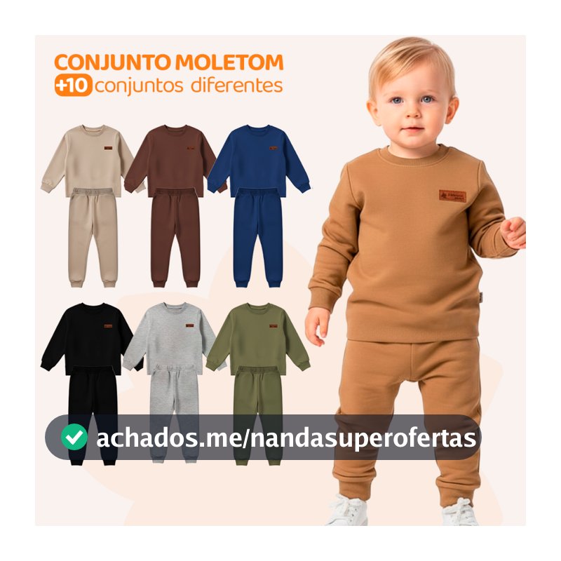 Kit 4 Peças Moletom Minimalista Bebê Menino Neném Blusa e Calça Manga Longa Roupa de Frio Inverno Masculino Liso
