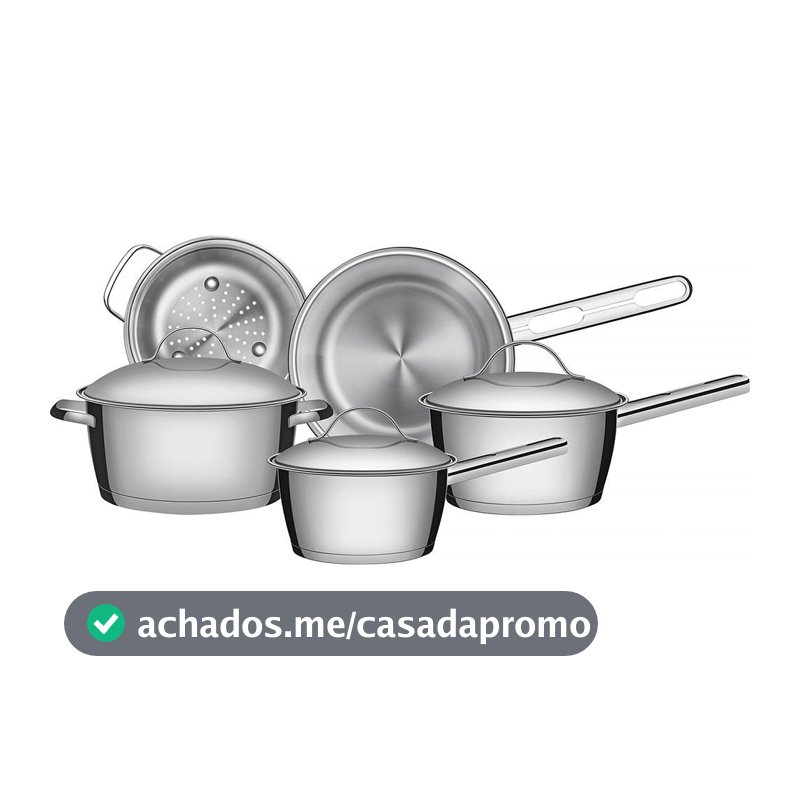 Jogo de Panelas de Aço Inox Indução Tramontina 5 Peças Allegra