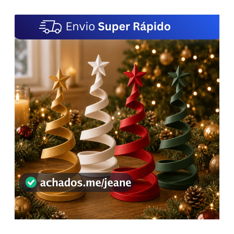 Árvore de Natal Espiral 12 cm Decorativa Minimalista Enfeite Natalino de Mesa Sala Escritório Presente Decoração Moderna