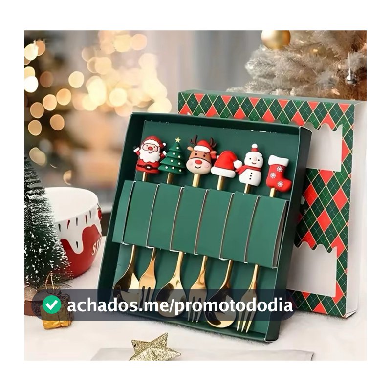 Conjunto de Talheres de Sobremesa de Natal