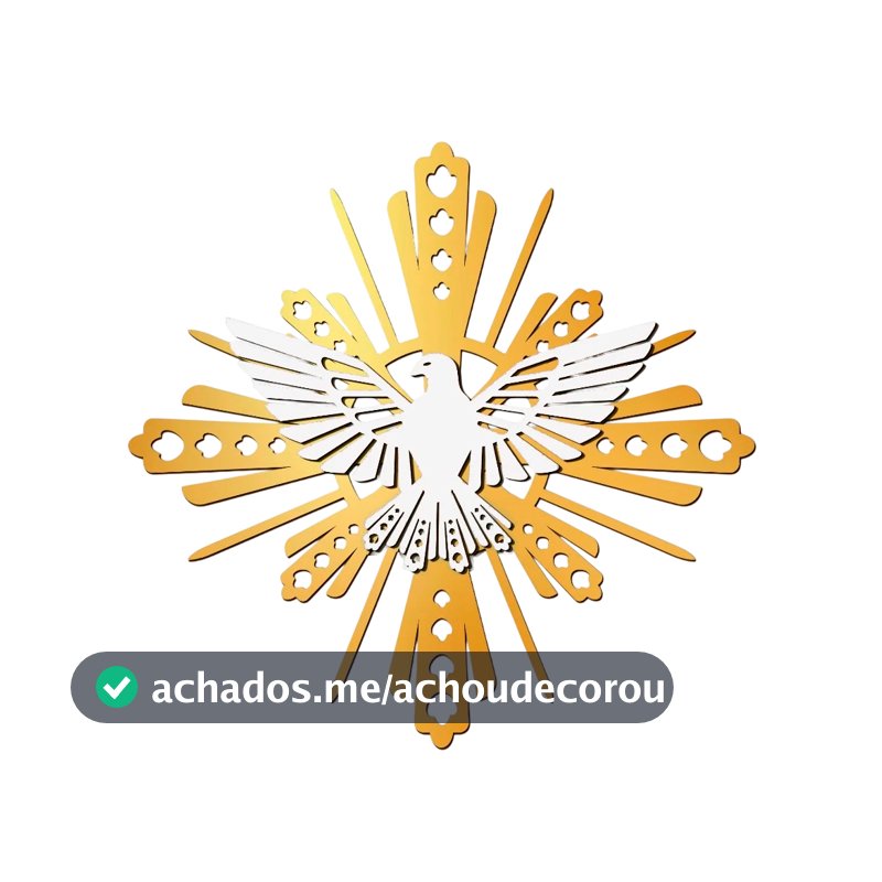 Divino Espirito Santo Vazado Mdf Aplique Dourado Quadro Batizado